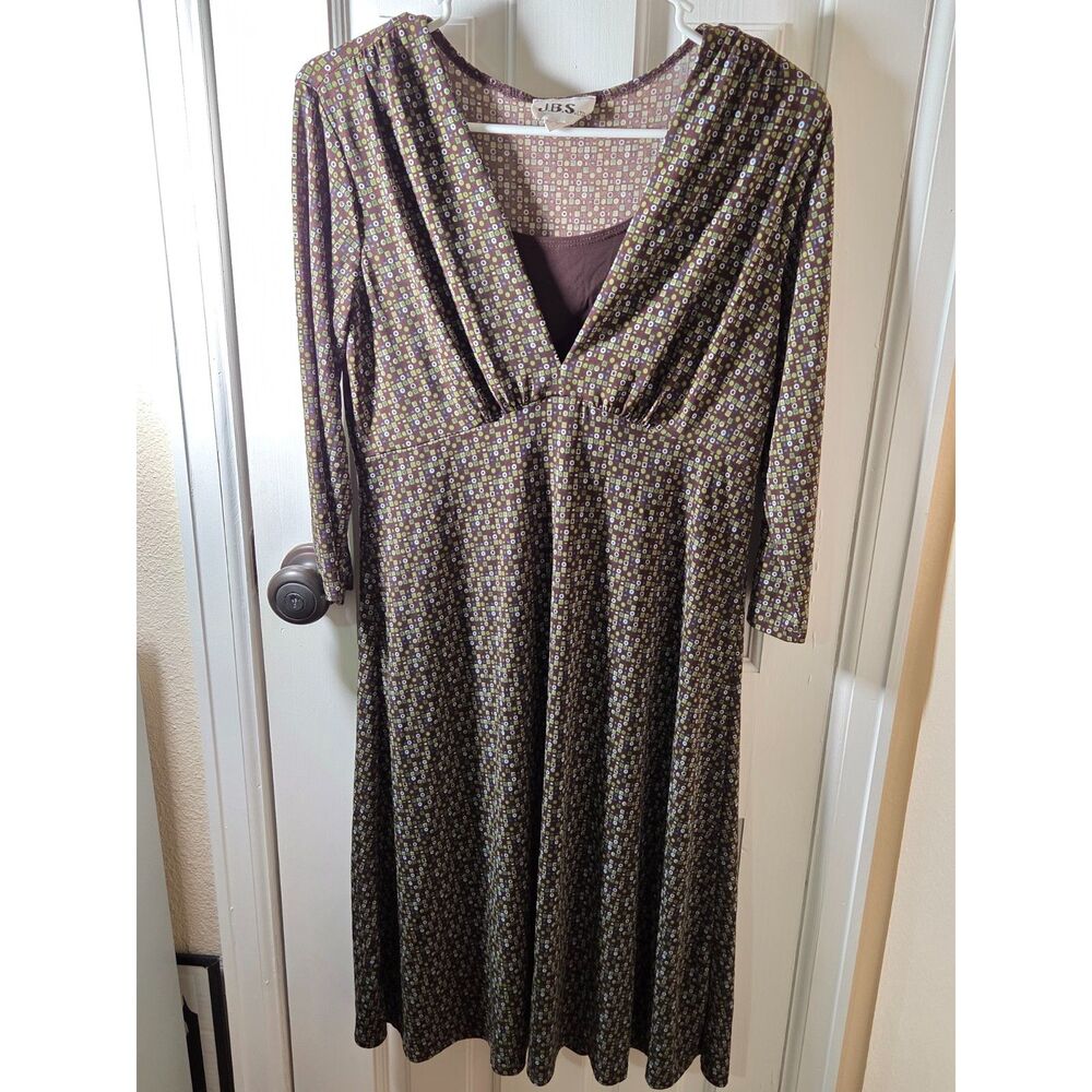 Women's Vintage JBS Brown & Multicolored Geometric Dress Size 6
